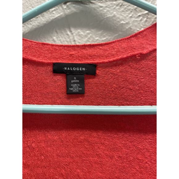 Halogen Womens Petite Coral Pink Long Sleeve Cardigan Sweater Pockets Size Small - Picture 2 of 4